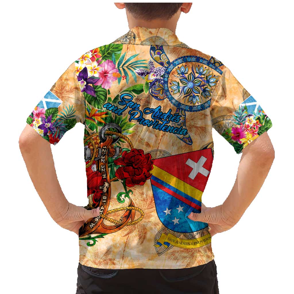 San Andrés and Providencia Family Matching Mermaid Dress and Hawaiian Shirt Geographic Coordinate Anchor - Turlte Tropical