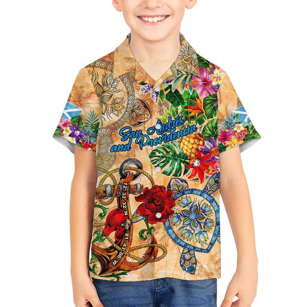 San Andrés and Providencia Family Matching Puletasi and Hawaiian Shirt Geographic Coordinate Anchor - Turlte Tropical
