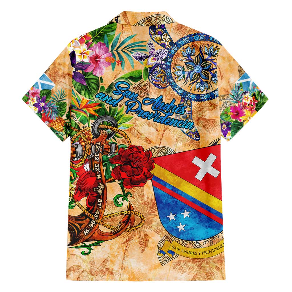 San Andrés and Providencia Family Matching Tank Maxi Dress and Hawaiian Shirt Geographic Coordinate Anchor - Turlte Tropical