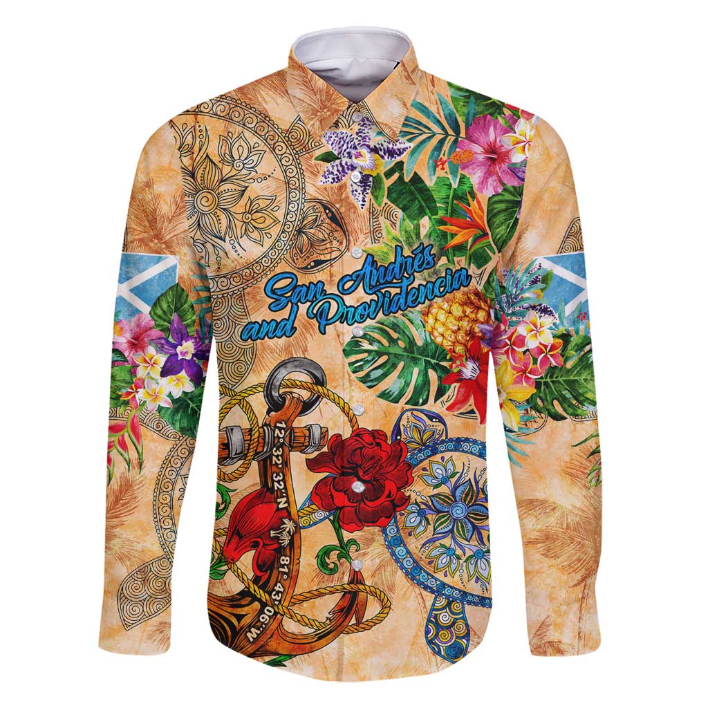 San Andrés and Providencia Family Matching Tank Maxi Dress and Hawaiian Shirt Geographic Coordinate Anchor - Turlte Tropical