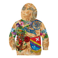 San Andrés and Providencia Kid Hoodie Geographic Coordinate Anchor - Turlte Tropical