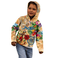 San Andrés and Providencia Kid Hoodie Geographic Coordinate Anchor - Turlte Tropical