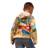 San Andrés and Providencia Kid Hoodie Geographic Coordinate Anchor - Turlte Tropical