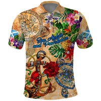 San Andrés and Providencia Polo Shirt Geographic Coordinate Anchor - Turlte Tropical