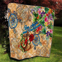 San Andrés and Providencia Quilt Geographic Coordinate Anchor - Turlte Tropical