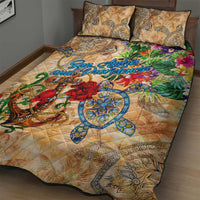 San Andrés and Providencia Quilt Bed Set Geographic Coordinate Anchor - Turlte Tropical