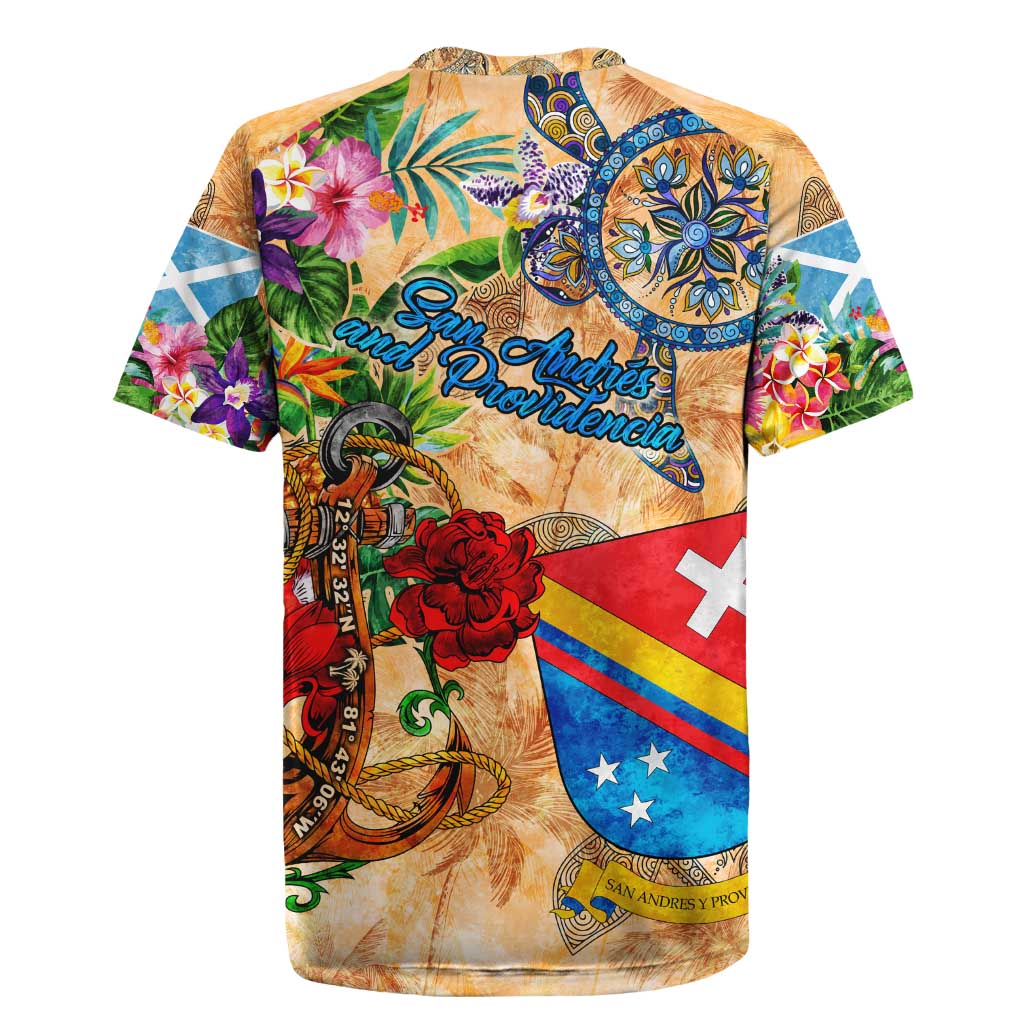 San Andrés and Providencia Rugby Jersey Geographic Coordinate Anchor - Turlte Tropical