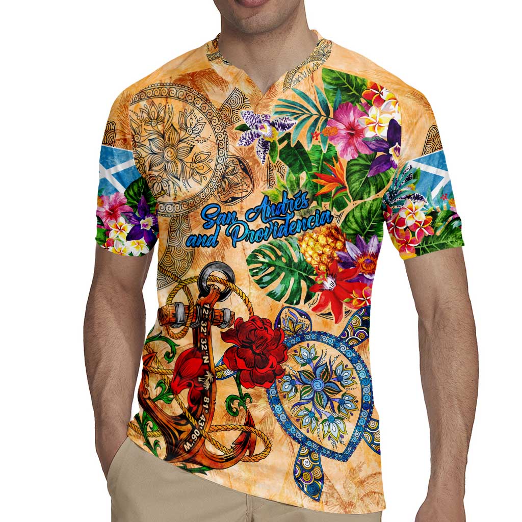 San Andrés and Providencia Rugby Jersey Geographic Coordinate Anchor - Turlte Tropical