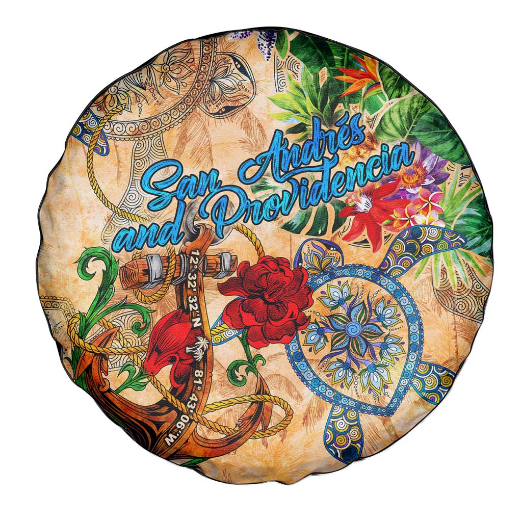 San Andrés and Providencia Spare Tire Cover Geographic Coordinate Anchor - Turlte Tropical