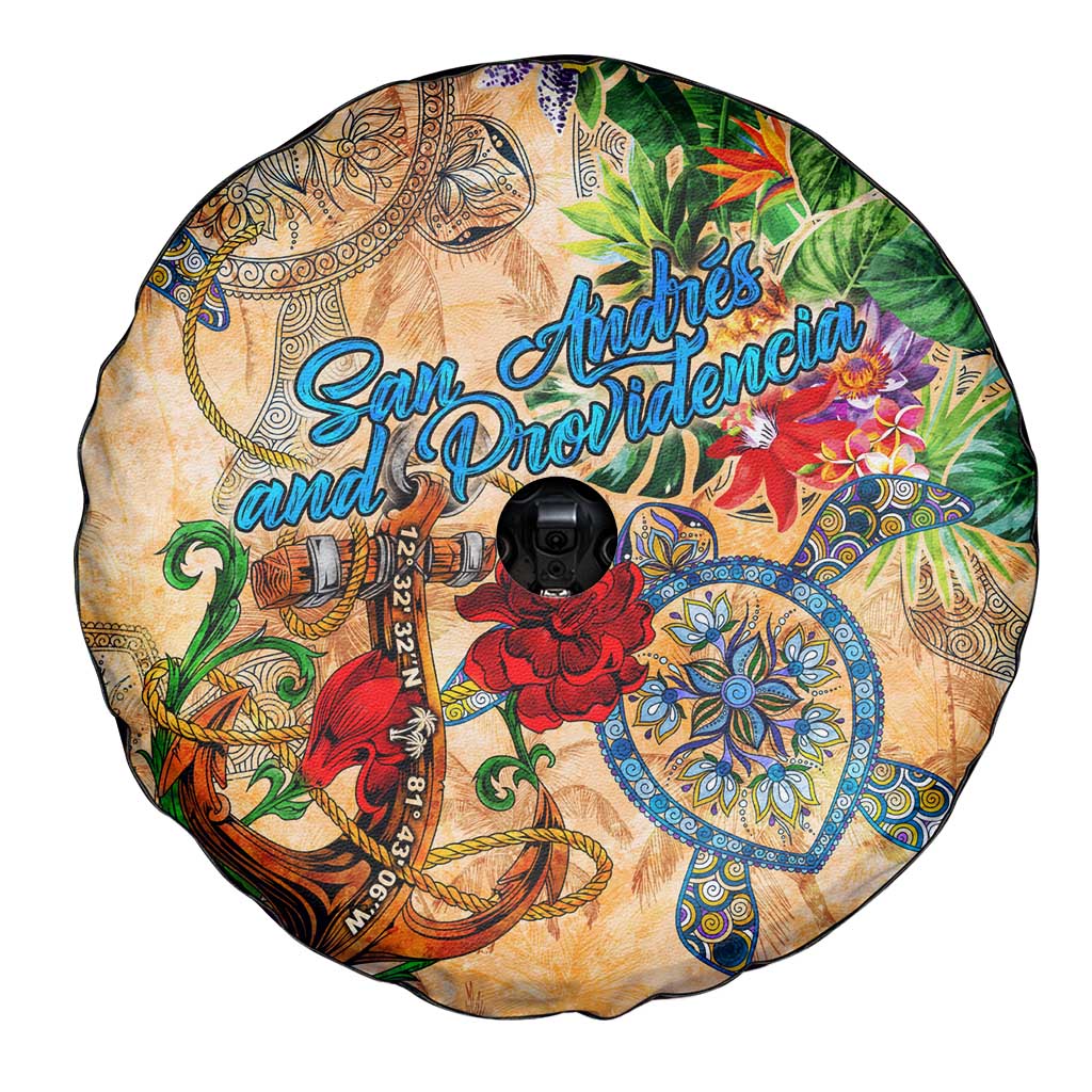 San Andrés and Providencia Spare Tire Cover Geographic Coordinate Anchor - Turlte Tropical