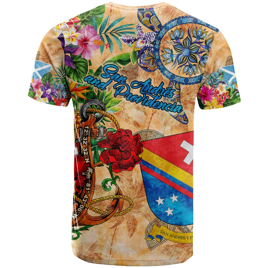 San Andrés and Providencia T Shirt Geographic Coordinate Anchor - Turlte Tropical