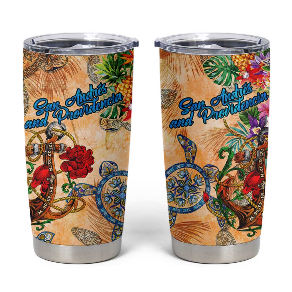 San Andrés and Providencia Tumbler Cup Geographic Coordinate Anchor - Turlte Tropical