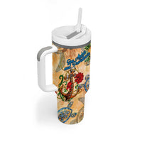 San Andrés and Providencia Tumbler With Handle Geographic Coordinate Anchor - Turlte Tropical
