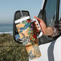 San Andrés and Providencia Tumbler With Handle Geographic Coordinate Anchor - Turlte Tropical