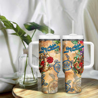 San Andrés and Providencia Tumbler With Handle Geographic Coordinate Anchor - Turlte Tropical