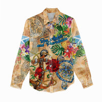 San Andrés and Providencia Women Casual Shirt Geographic Coordinate Anchor - Turlte Tropical