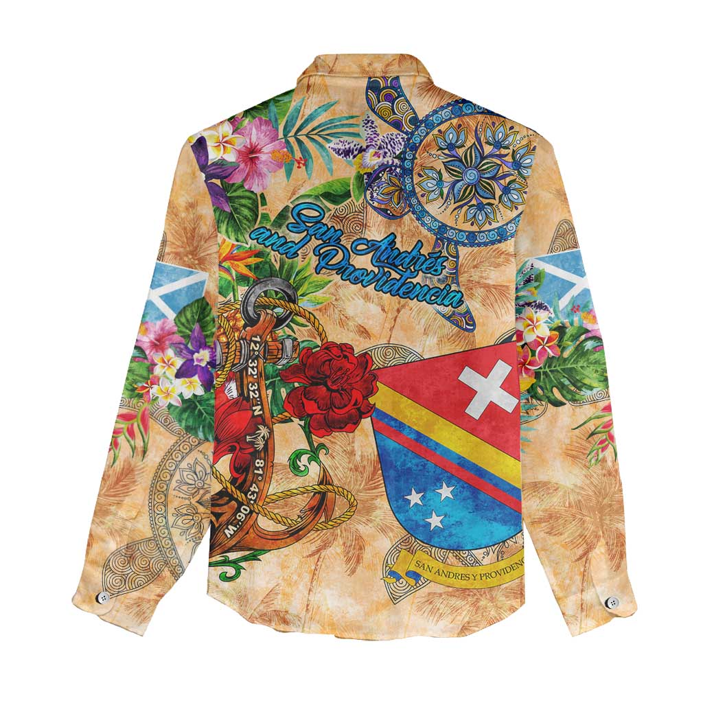San Andrés and Providencia Women Casual Shirt Geographic Coordinate Anchor - Turlte Tropical