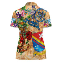 San Andrés and Providencia Women Polo Shirt Geographic Coordinate Anchor - Turlte Tropical