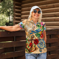 San Andrés and Providencia Women Polo Shirt Geographic Coordinate Anchor - Turlte Tropical