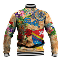 Saba Baseball Jacket Geographic Coordinate Anchor - Turlte Tropical