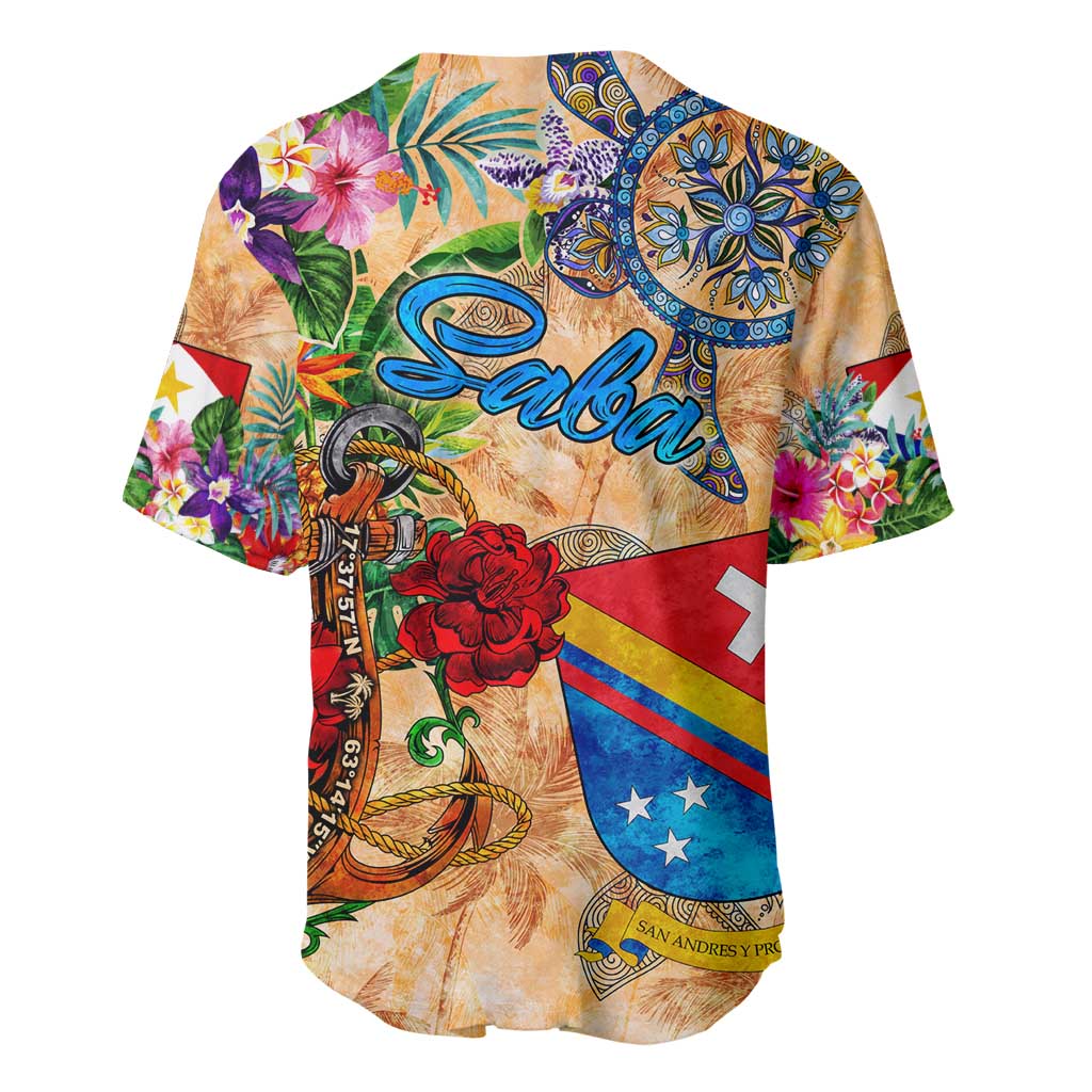 Saba Baseball Jersey Geographic Coordinate Anchor - Turlte Tropical