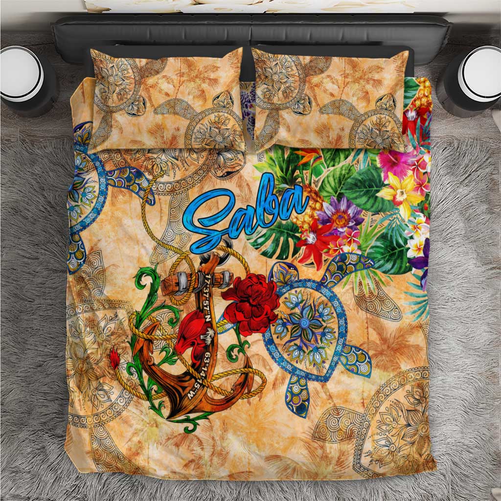 Saba Bedding Set Geographic Coordinate Anchor - Turlte Tropical
