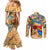 Saba Couples Matching Mermaid Dress and Long Sleeve Button Shirt Geographic Coordinate Anchor - Turlte Tropical