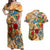 Saba Couples Matching Off Shoulder Maxi Dress and Hawaiian Shirt Geographic Coordinate Anchor - Turlte Tropical