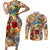 Saba Couples Matching Short Sleeve Bodycon Dress and Long Sleeve Button Shirt Geographic Coordinate Anchor - Turlte Tropical