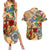 Saba Couples Matching Summer Maxi Dress and Hawaiian Shirt Geographic Coordinate Anchor - Turlte Tropical