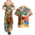 Saba Couples Matching Summer Maxi Dress and Hawaiian Shirt Geographic Coordinate Anchor - Turlte Tropical