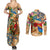 Saba Couples Matching Summer Maxi Dress and Long Sleeve Button Shirt Geographic Coordinate Anchor - Turlte Tropical