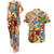 Saba Couples Matching Tank Maxi Dress and Hawaiian Shirt Geographic Coordinate Anchor - Turlte Tropical