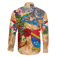 Saba Family Matching Long Sleeve Bodycon Dress and Hawaiian Shirt Geographic Coordinate Anchor - Turlte Tropical