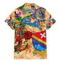 Saba Family Matching Mermaid Dress and Hawaiian Shirt Geographic Coordinate Anchor - Turlte Tropical