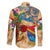 Saba Family Matching Off The Shoulder Long Sleeve Dress and Hawaiian Shirt Geographic Coordinate Anchor - Turlte Tropical