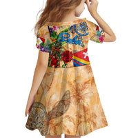 Saba Family Matching Off Shoulder Maxi Dress and Hawaiian Shirt Geographic Coordinate Anchor - Turlte Tropical