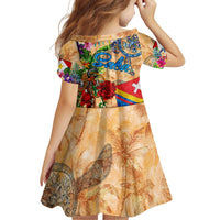 Saba Family Matching Off Shoulder Short Dress and Hawaiian Shirt Geographic Coordinate Anchor - Turlte Tropical