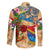 Saba Family Matching Off Shoulder Short Dress and Hawaiian Shirt Geographic Coordinate Anchor - Turlte Tropical
