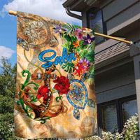 Saba Garden Flag Geographic Coordinate Anchor - Turlte Tropical