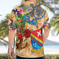 Saba Hawaiian Shirt Geographic Coordinate Anchor - Turlte Tropical