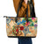 Saba Leather Tote Bag Geographic Coordinate Anchor - Turlte Tropical