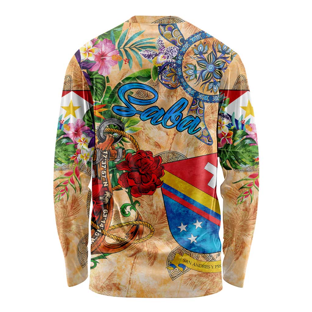 Saba Long Sleeve Shirt Geographic Coordinate Anchor - Turlte Tropical