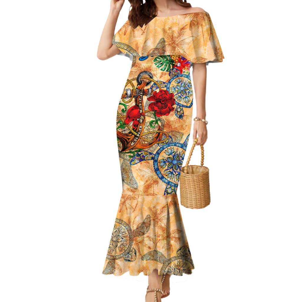 Saba Mermaid Dress Geographic Coordinate Anchor - Turlte Tropical