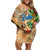 Saba Off Shoulder Short Dress Geographic Coordinate Anchor - Turlte Tropical