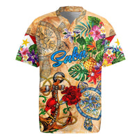 Saba Rugby Jersey Geographic Coordinate Anchor - Turlte Tropical