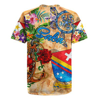 Saba Rugby Jersey Geographic Coordinate Anchor - Turlte Tropical