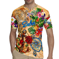 Saba Rugby Jersey Geographic Coordinate Anchor - Turlte Tropical