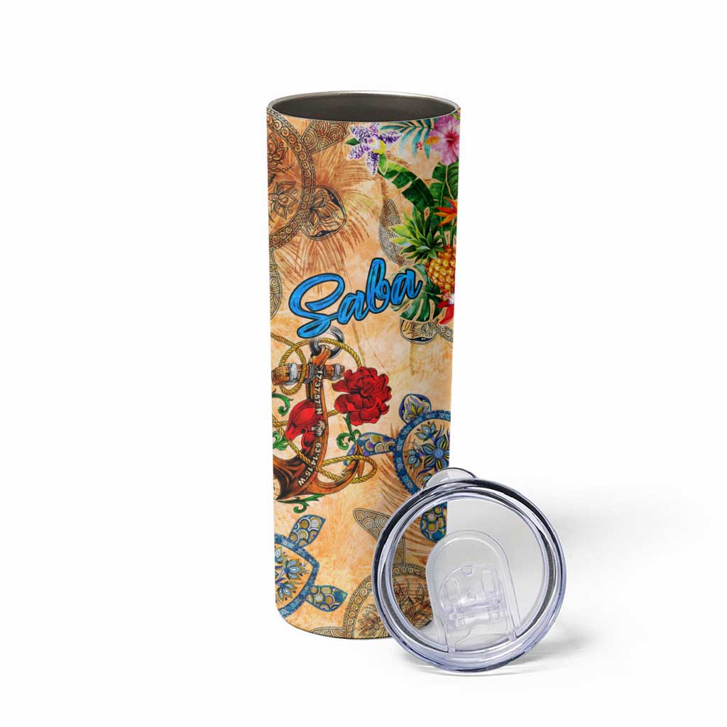 Saba Skinny Tumbler Geographic Coordinate Anchor - Turlte Tropical