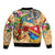 Saba Sleeve Zip Bomber Jacket Geographic Coordinate Anchor - Turlte Tropical